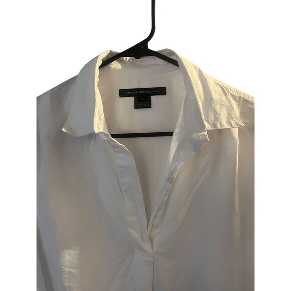 French Connection Rhodes Recycled Crepe Paper Popover Shirt in Winter White Size - Picture 5 of 7
